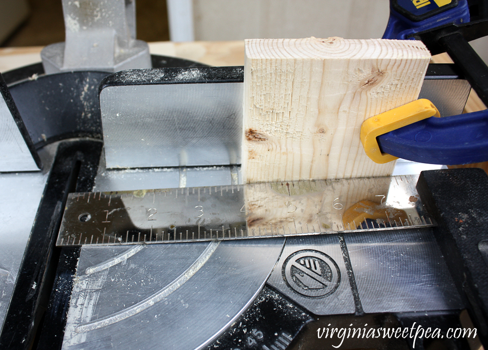 Wood block on chop saw