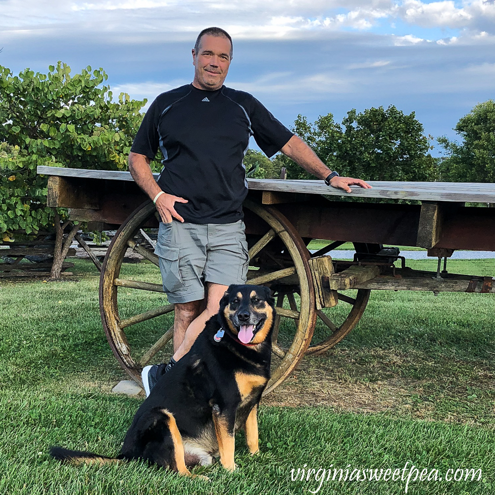 Man and dog at Springfield Farm in Williamsport, MD