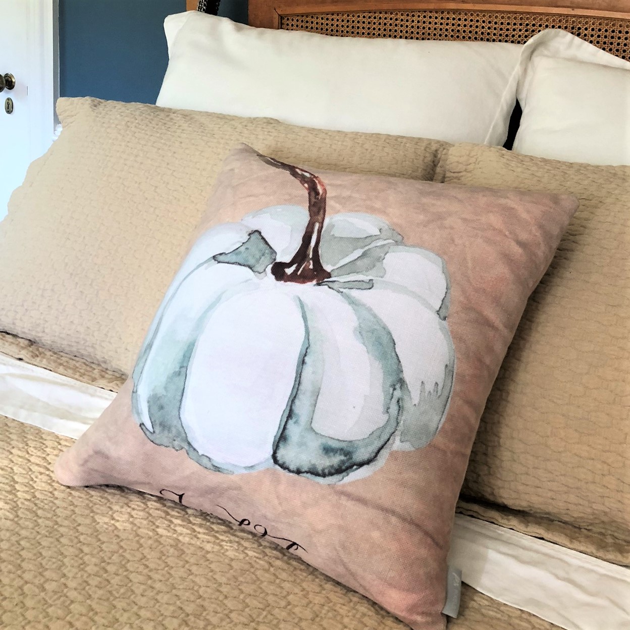 Pillow with a Pumpkin on it