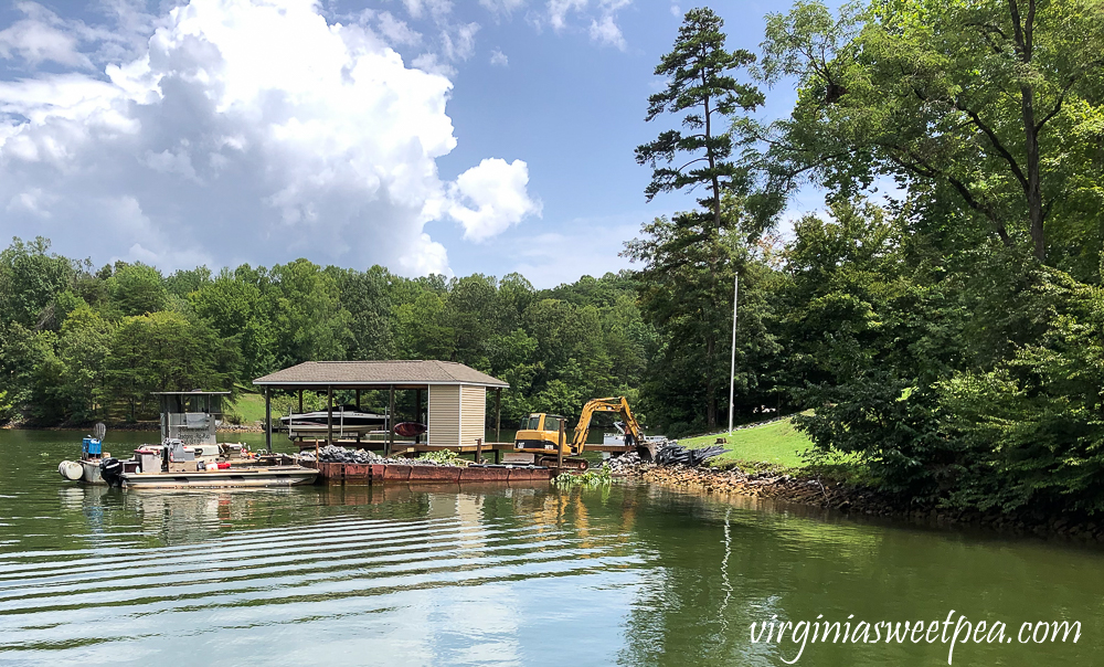 Smith Mountain Lake shoreline getting new riprap installed