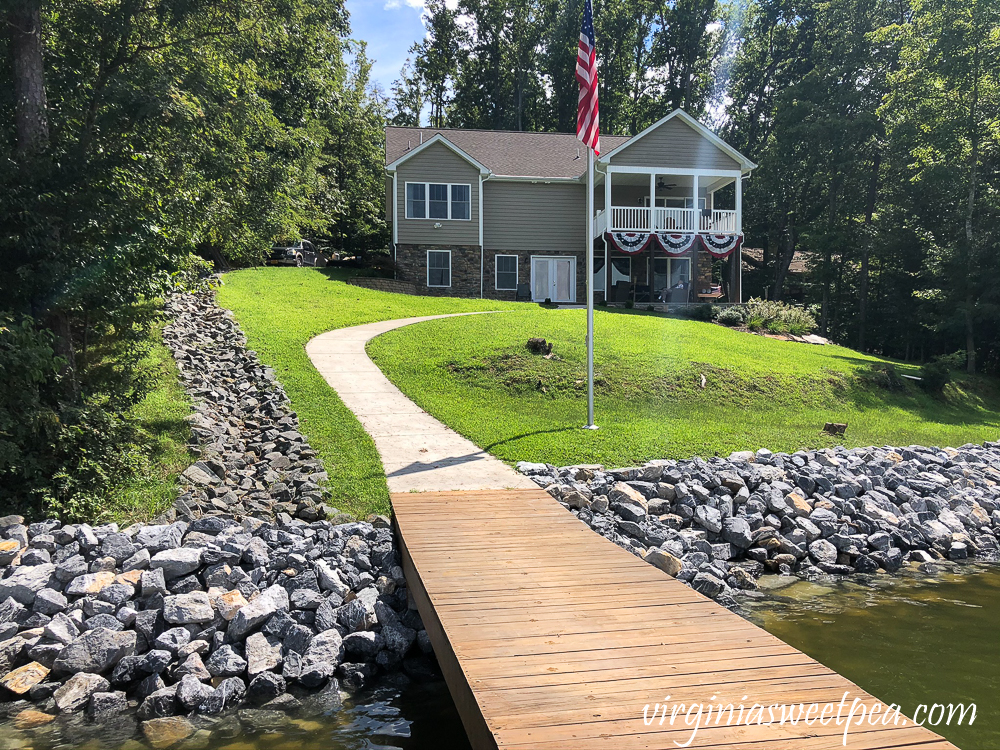 Riprap drainage and riprap shoreline in front of a home at Smith Mountain Lake, VA