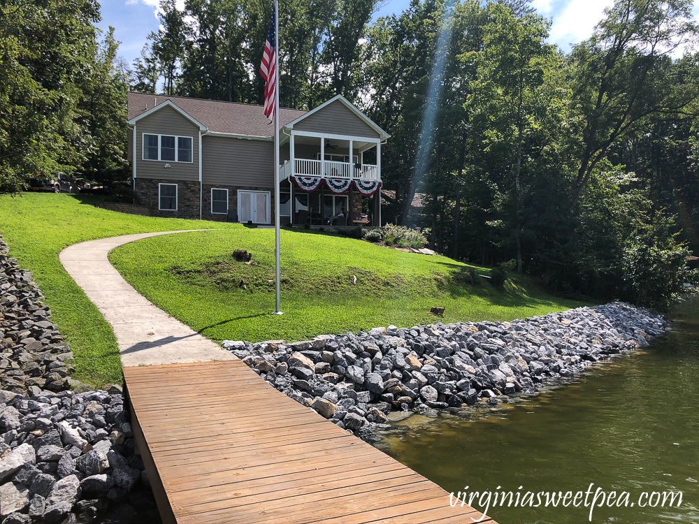 Shoreline in front of a Smith Mountain Lake home with new riprap