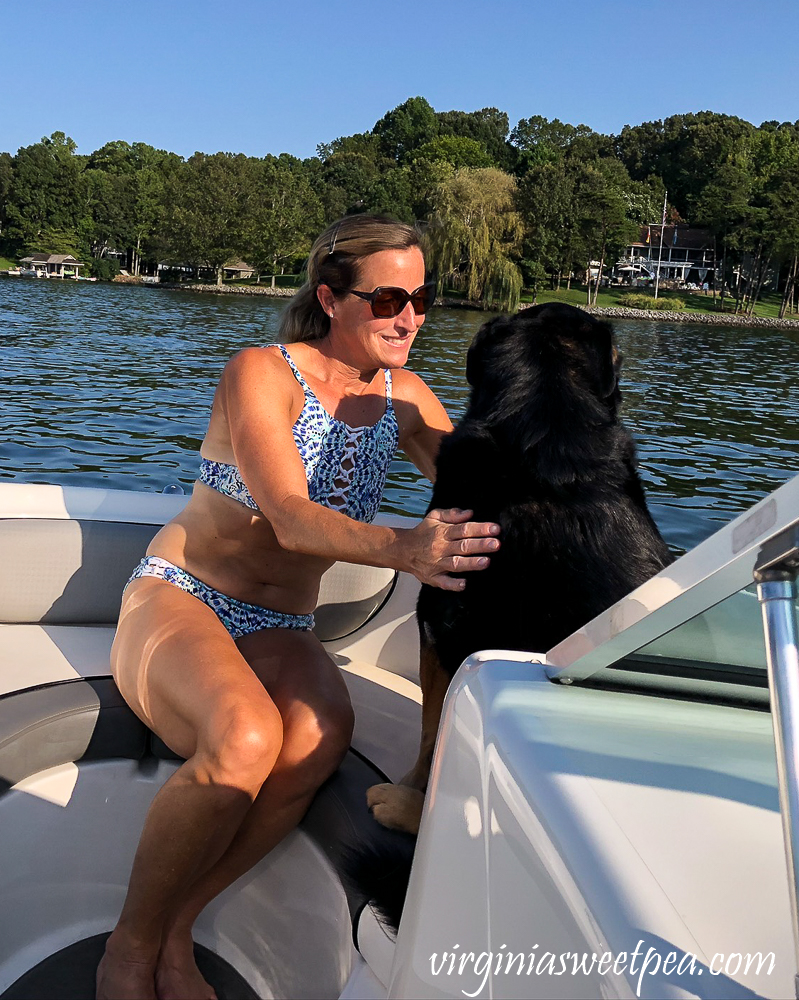 Sherman Skulina and Paula Skulina on the boat at Smith Mountain Lake, VA