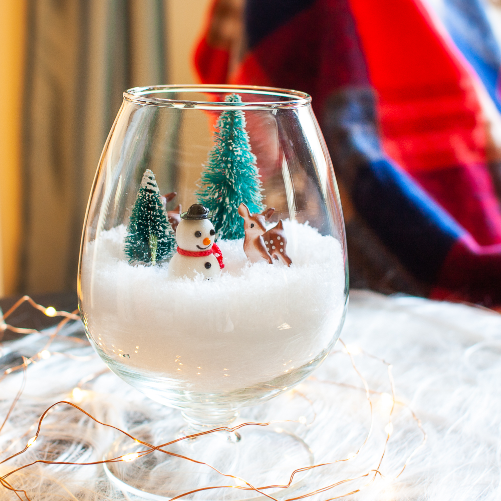 Winter Scene in a glass brandy sniffer