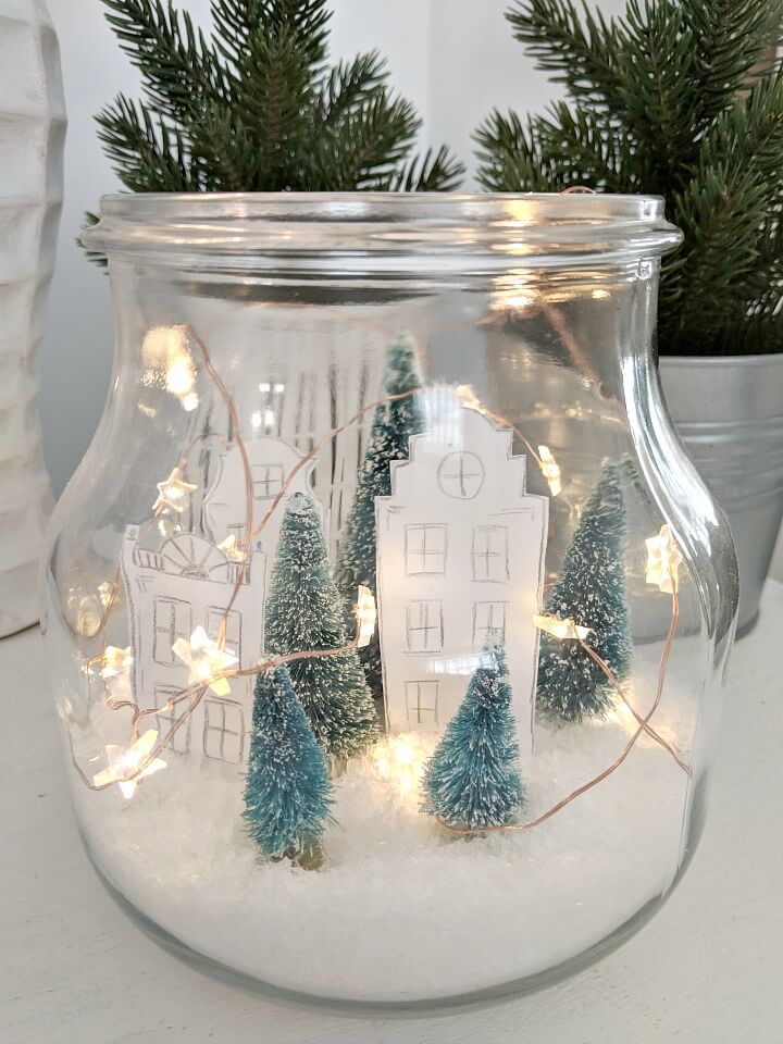 Simple Holiday Village in a Jar