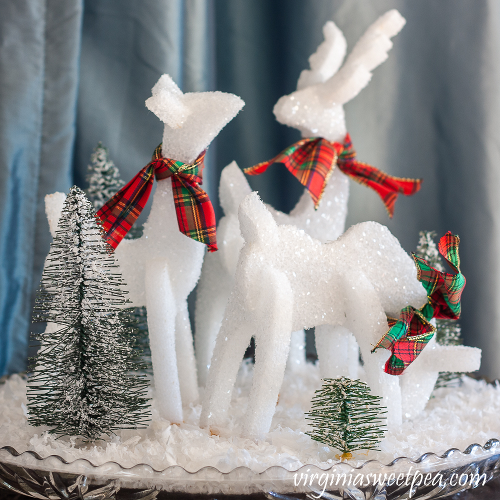 Sparkly reindeer made from styrofoam