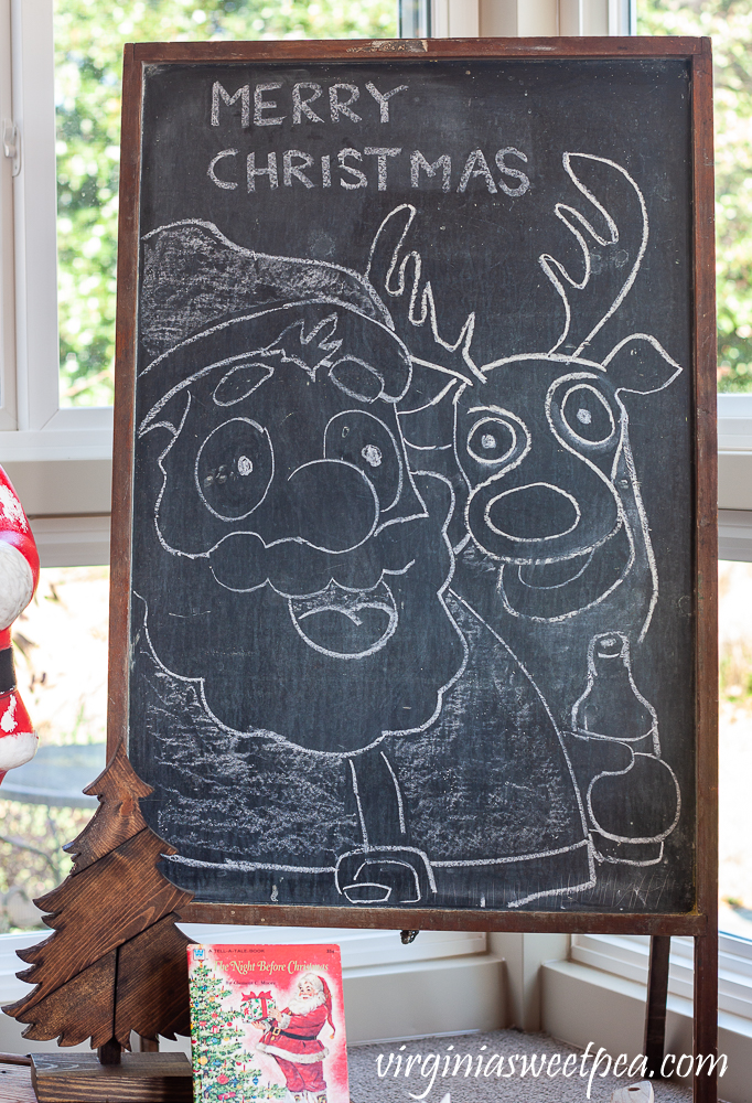 Santa and Reindeer chalk art