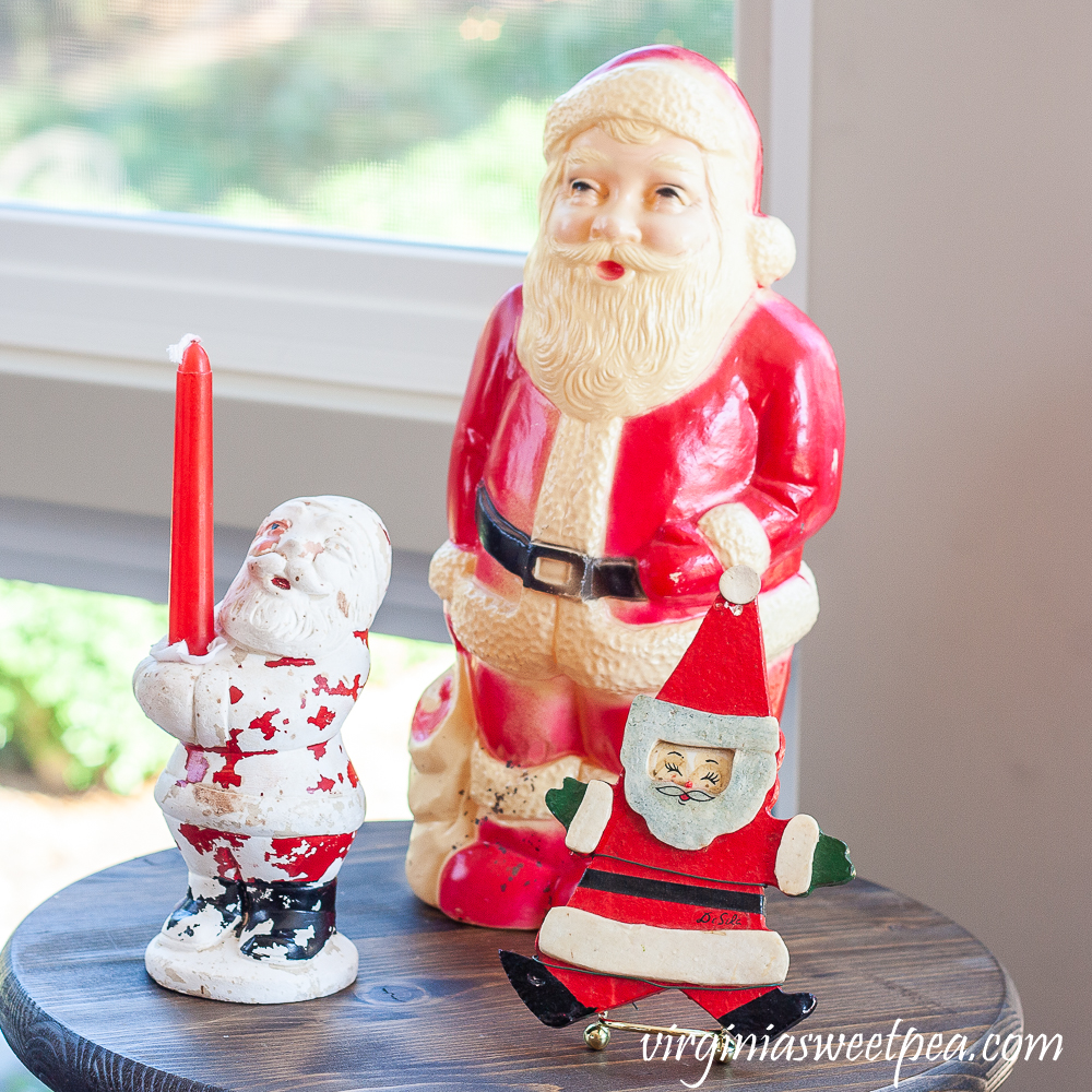 Vintage Santa blow mold, vintage Santa chalkware, vintage Santa 1970 ornament