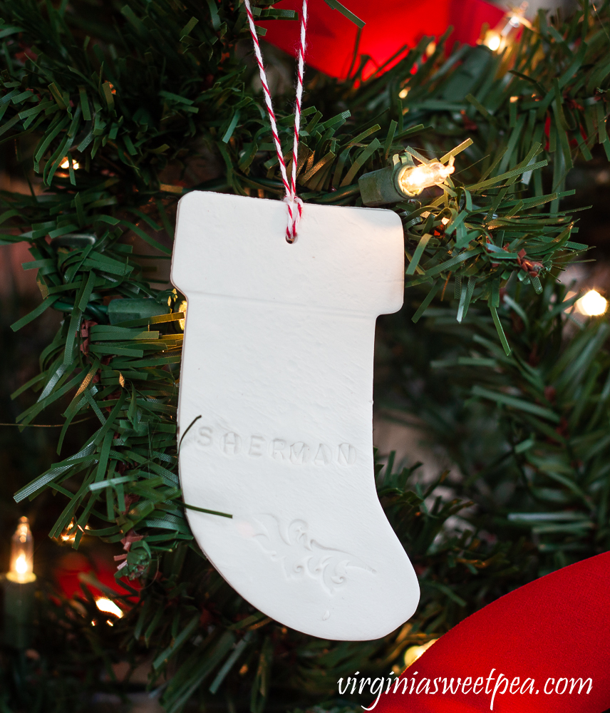 Personalized Christmas ornament made with Sculpey clay