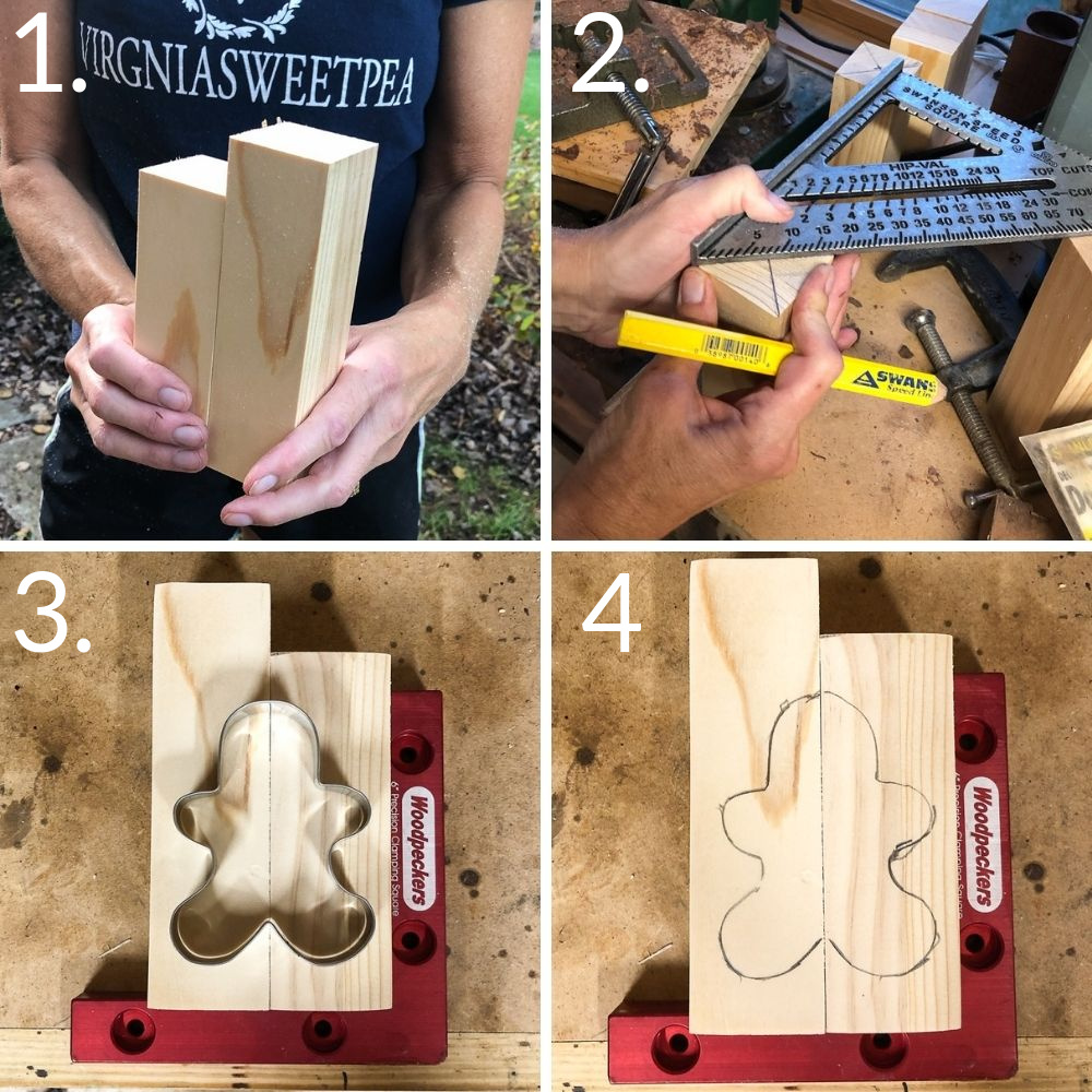 Steps to make a gingerbread man DIY wooden candle holder
