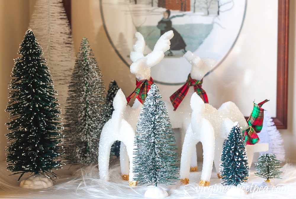 Reindeer crafted from styrofoam with gold hooves