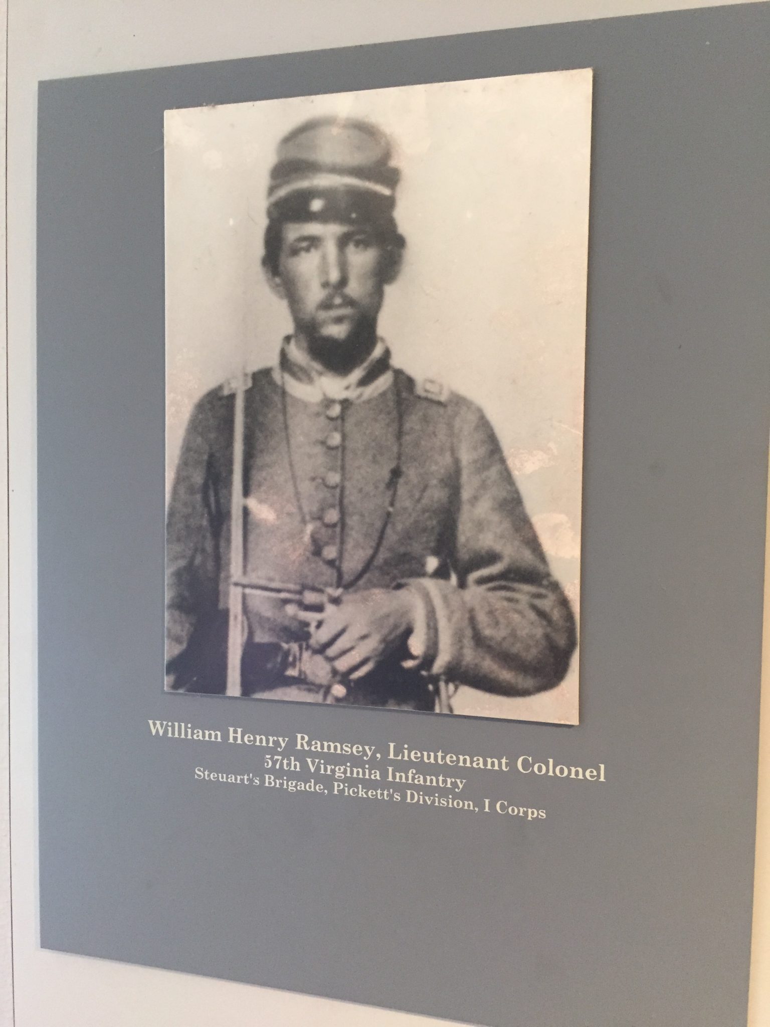 William Henry Ramsey, Lieutenant Colonel, 57th Virginia Infantry, Steuart's Brigade, Pickett's Division, I Corps