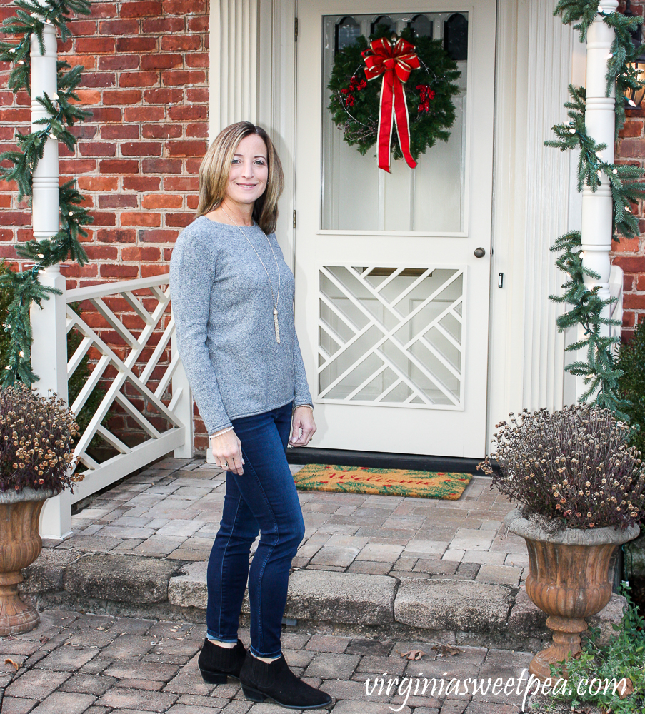 Stitch Fix Pinque Gina Crew Neck Pullover with Kut from the Kloth Bhody Skinny High Rise Fab Ab Jean