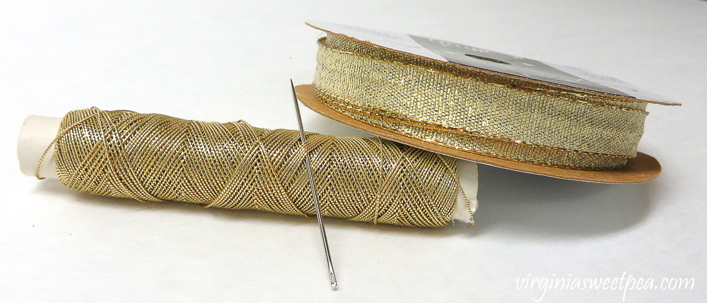 Gold thread and gold ribbon