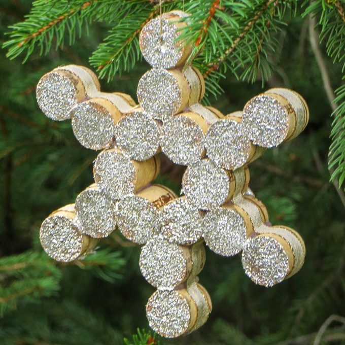 Snowflake made using wine corks