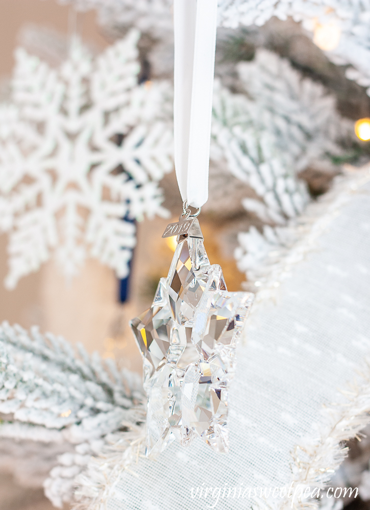 Side view of 2019 Swarovski crystal snowflake ornament