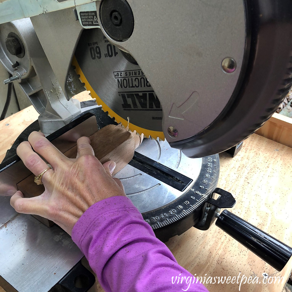 Cutting a furniture leg with a chop saw