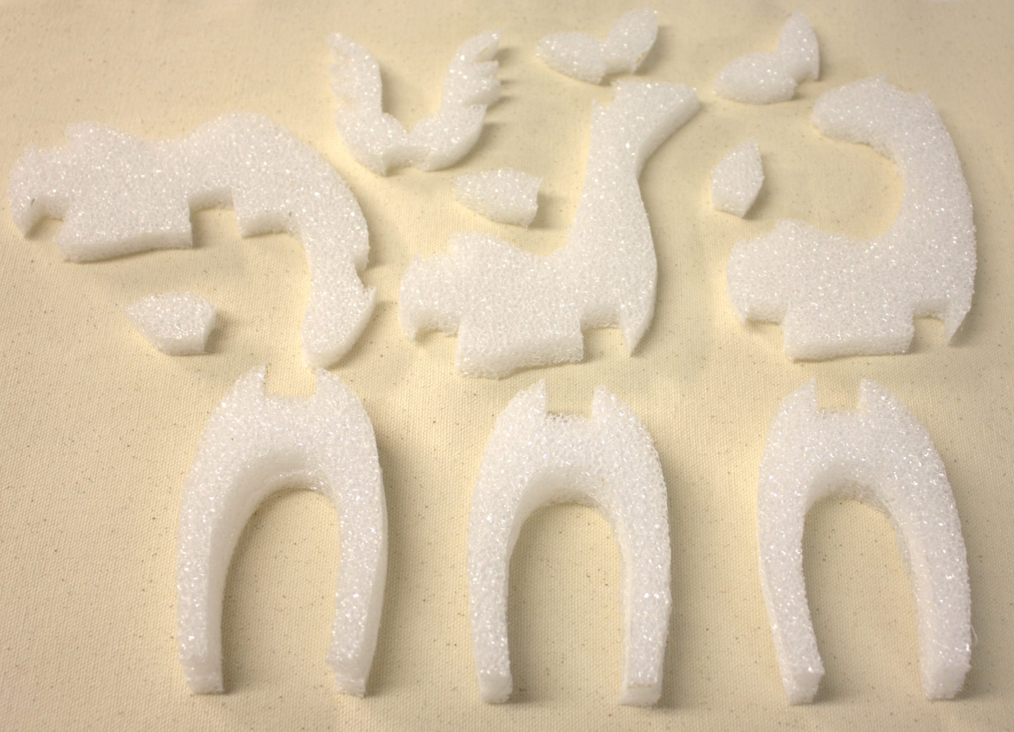 Styrofoam reindeer pieces cut out