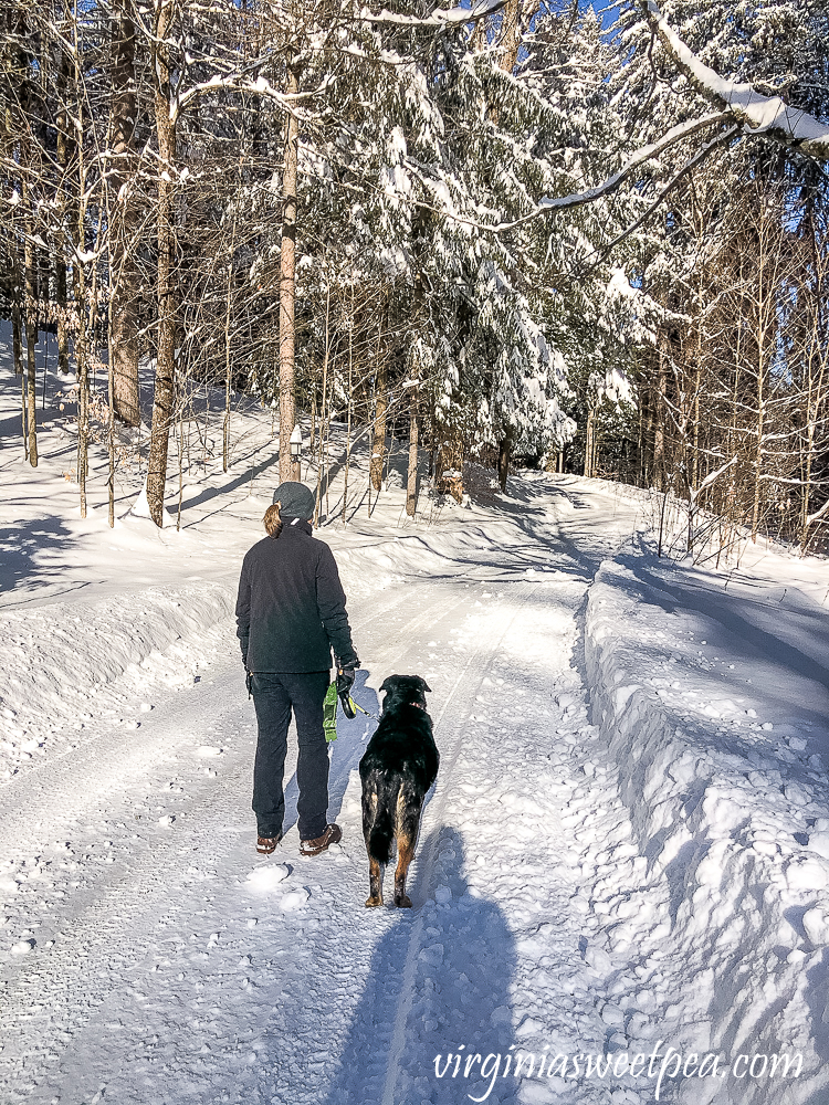 Hiking in the snow on Mt. Tom, Woodstock, Vermont