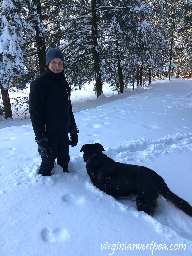 Hiking in the snow on Mt. Tom, Woodstock, Vermont