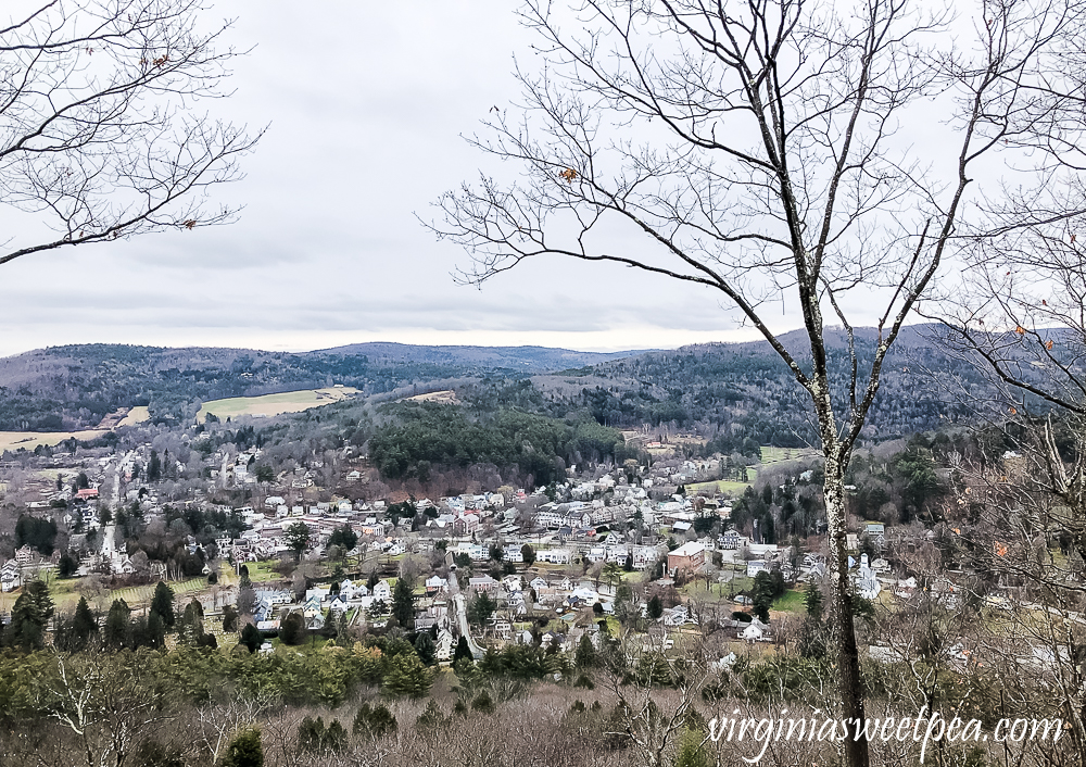 Town of Woodstock, Vermont from the top of Mt. Tom in winter