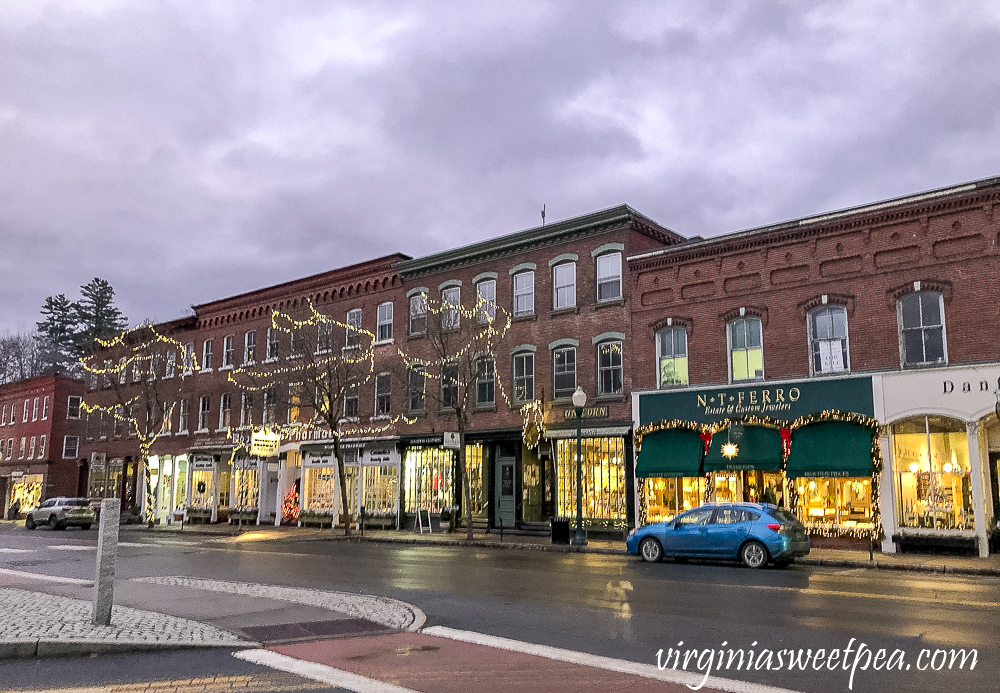 Christmas decorations in the town of Woodstock, Vermont