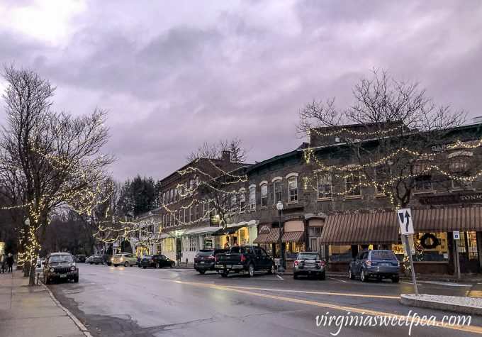 Christmas decorations in the town of Woodstock, Vermont