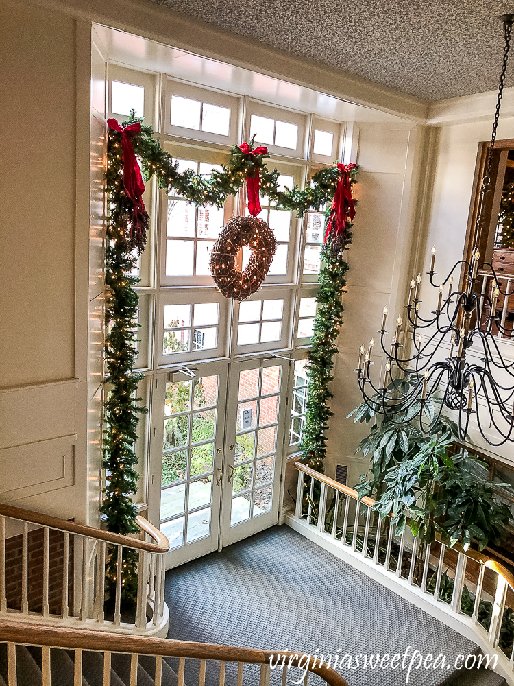 Christmas 2020 decorations in the Woodstock Inn in Woodstock, Vermont