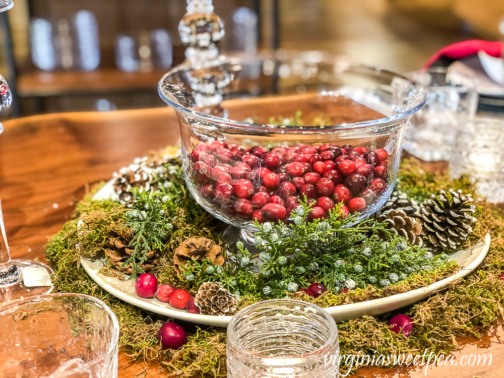 Christmas table centerpiece at Simon Pierce, Quechee, Vermont