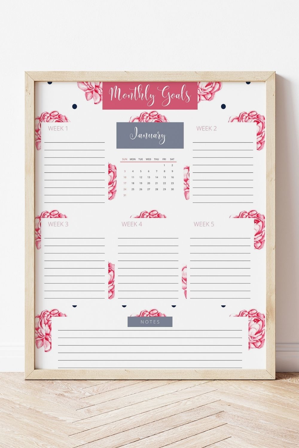 Monthly Goals Page in a Free Printable 2021 Planner Pack
