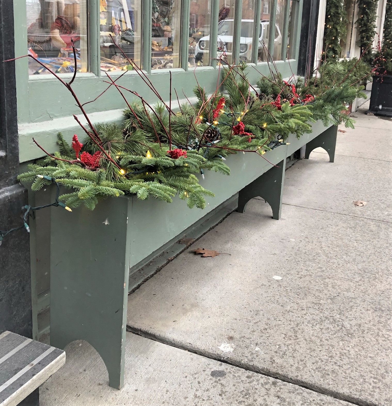 Christmas decorations in the town of Woodstock, Vermont