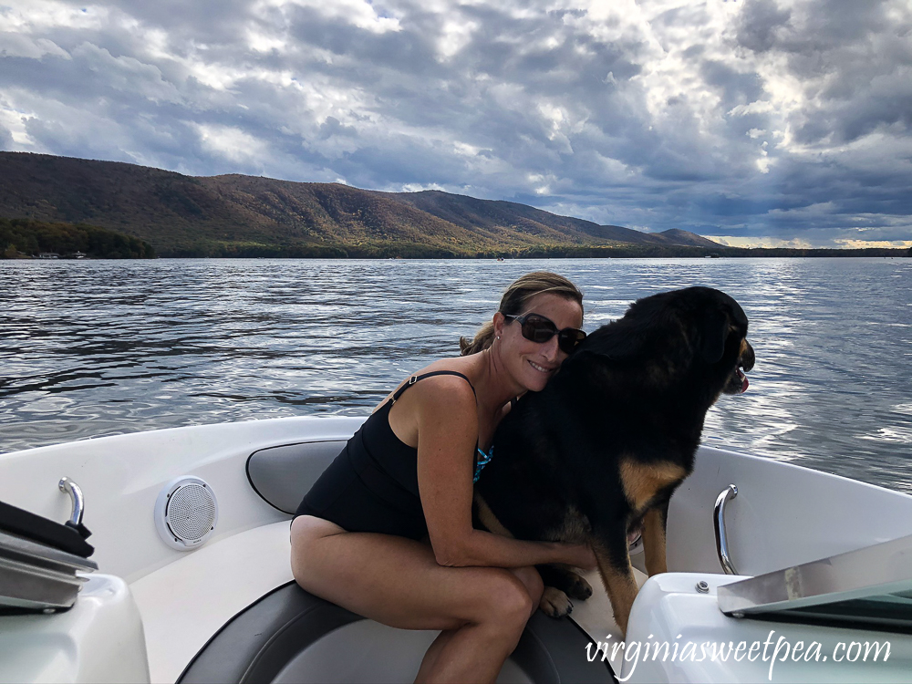 Paula and Sherman Skulina on the boat at Smith Mountain Lake, Virginia