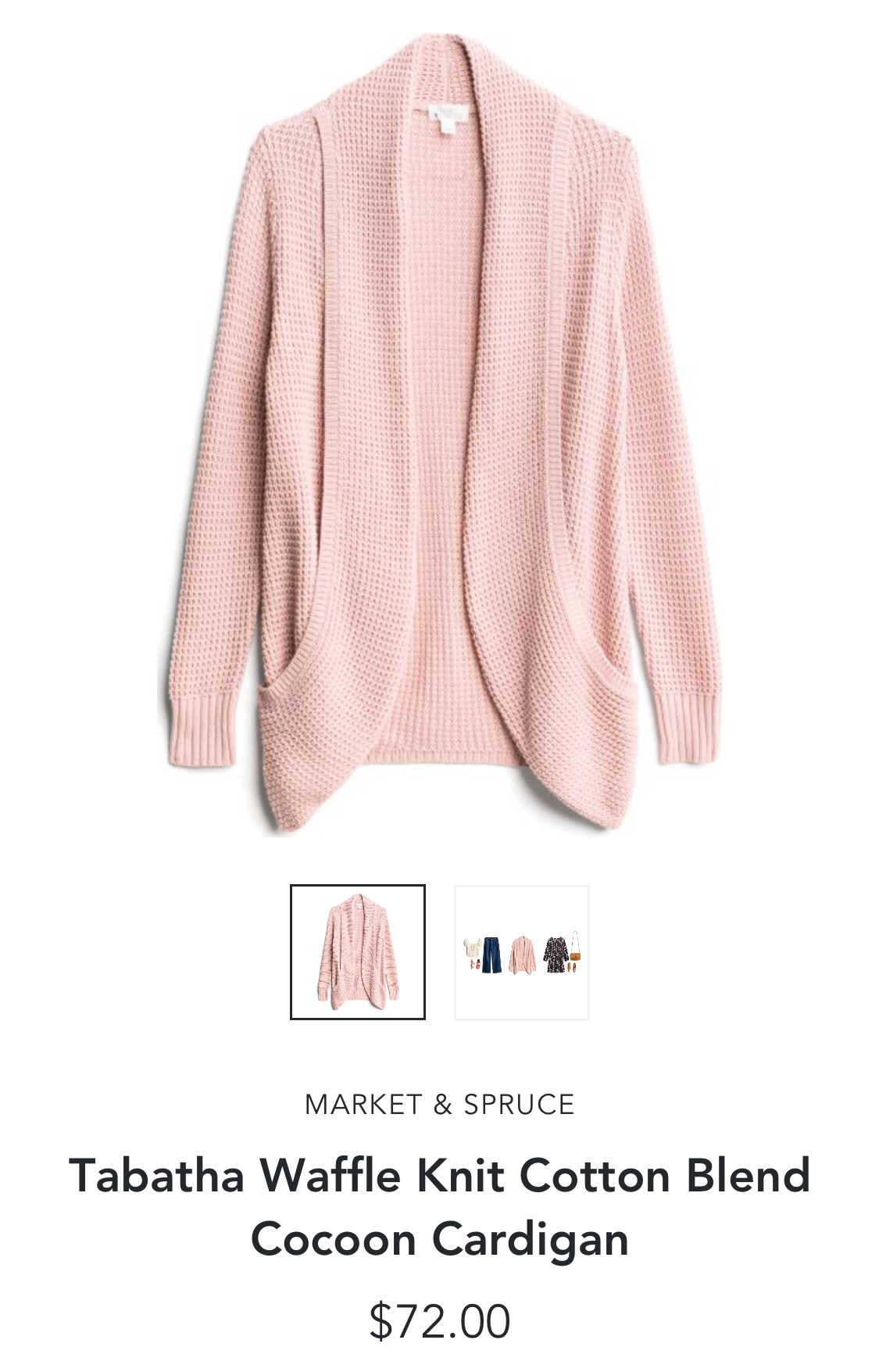 Stitch Fix Market & Spruce Tabatha Waffle Knit Cotton Blend Cocoon Cardigan