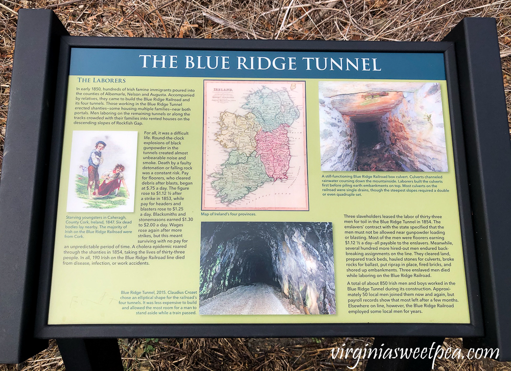 Blue Ridge Tunnel in Afton, Virginia - Information about the laborers who built the tunnel.