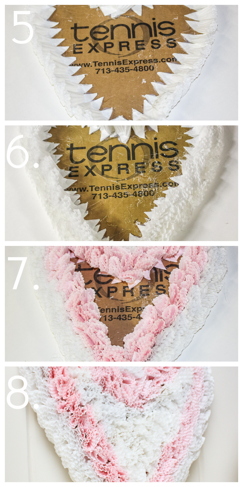Tutorial to make a Valentine's Day heart with cupcake liners - Steps 5-8