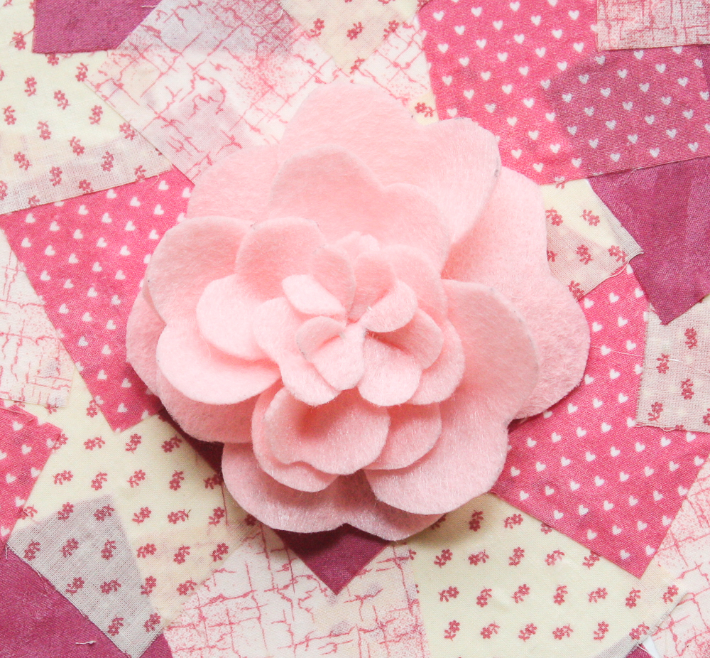 Pink felt flower