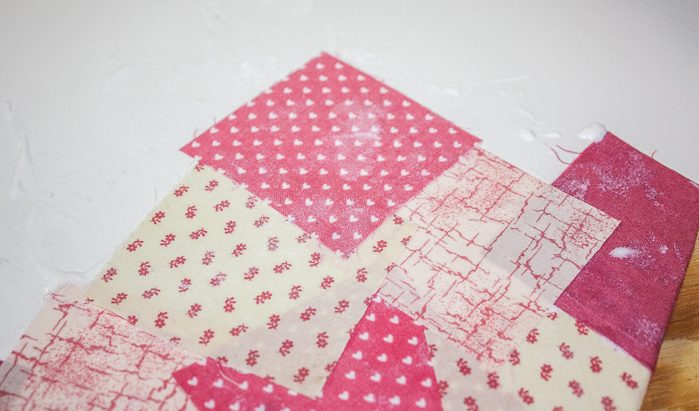 Shades of pink fabric squares