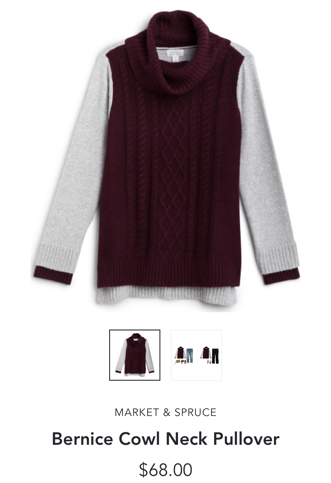 Stitch Fix Market & Spruce Bernice Cowl Neck Pullover