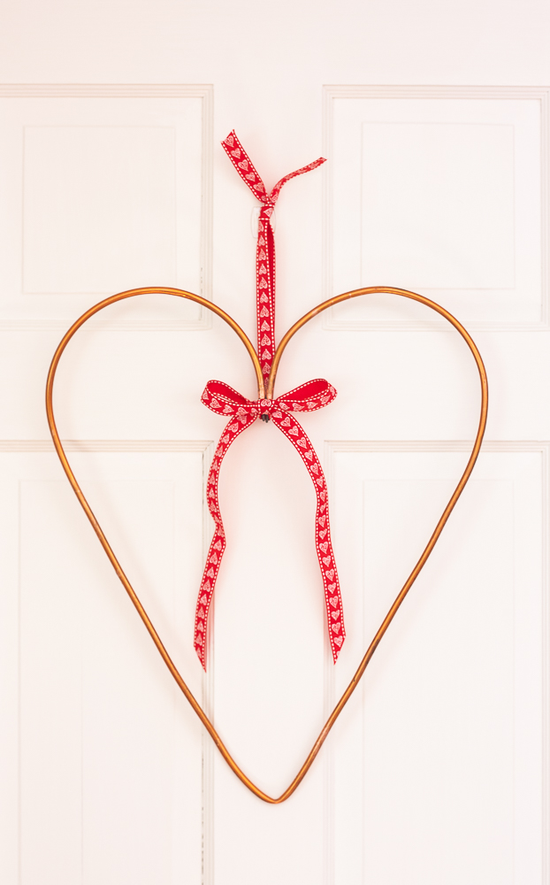 Valentine's Day wreath made from a copper water line from a refrigerator