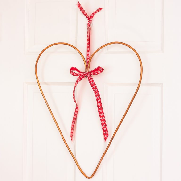Heart shaped wreath made with copper tubing