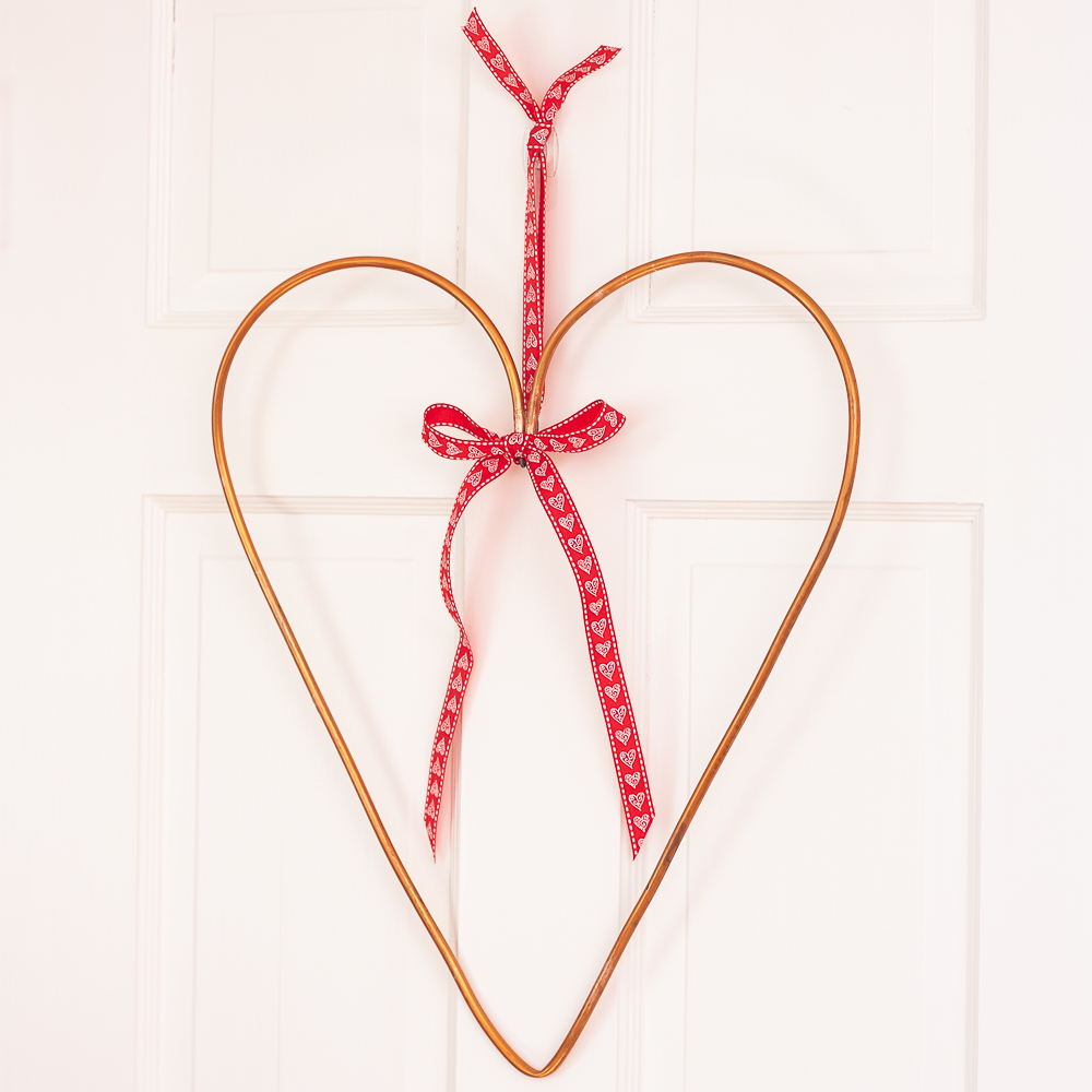 Upcycled Copper Pipe Heart Wreath