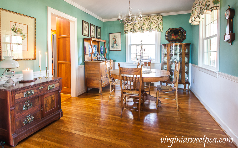 Dining room decorated for winter