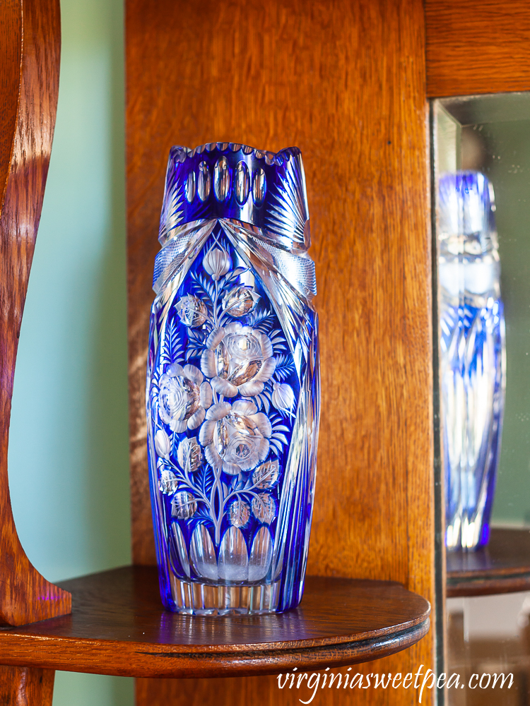 Blue Czechoslovakian Bohemia Cobalt Crystal Vase