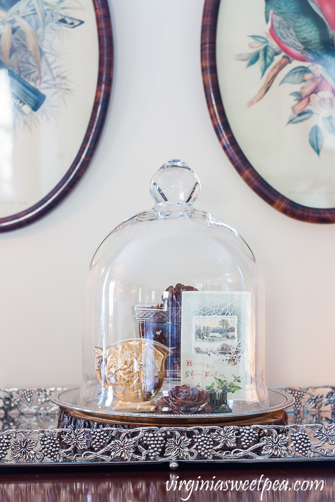 Cloche decorated for winter