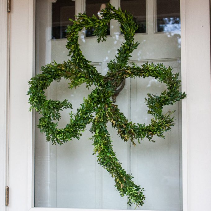 St. Patrick's Day Boxwood wreath shaped like a clover