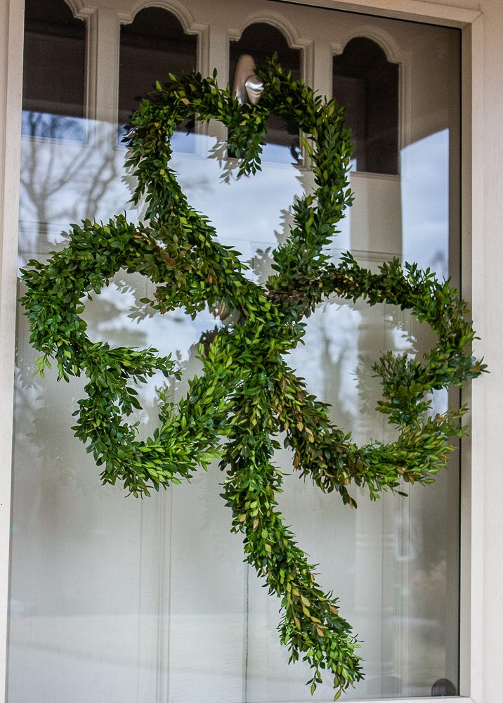 Boxwood Wreath in the shape of a Shamrock for St. Patrick's Day