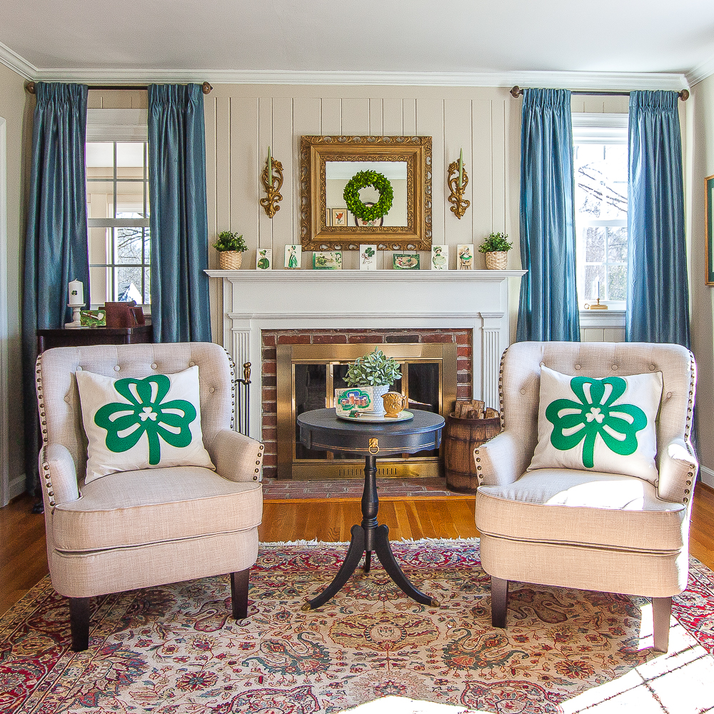 St. Patrick’s Day Mantel with Vintage Postcards