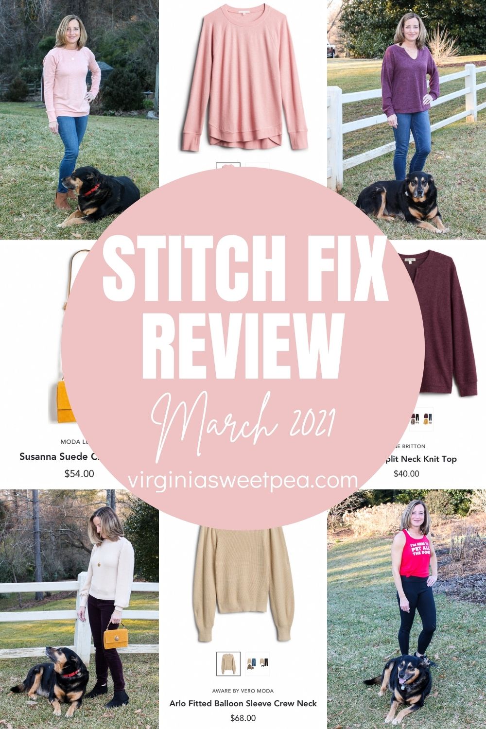 Stitch Fix Review for March 2021 graphic with nine outfit pictures