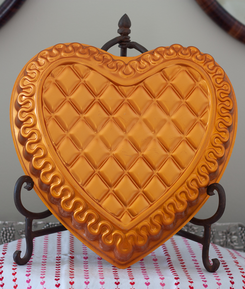 Copper colored heart shaped cake or jello pan