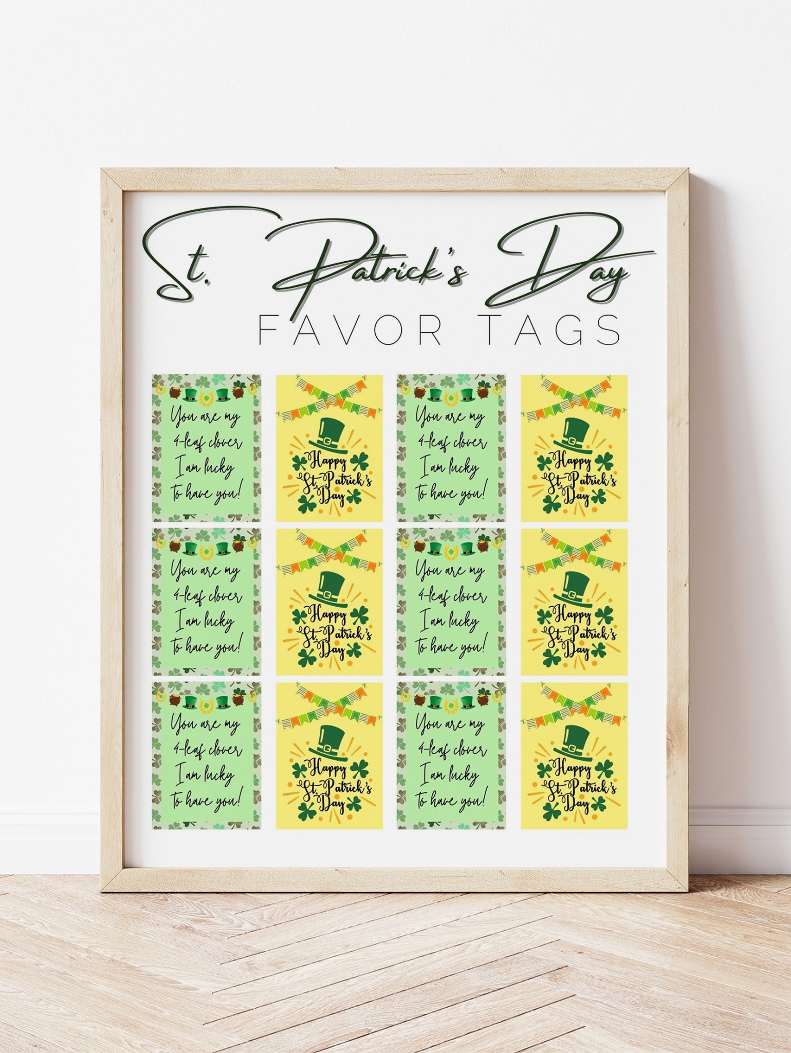 12 rectangular free printable St. Patrick's Day tags